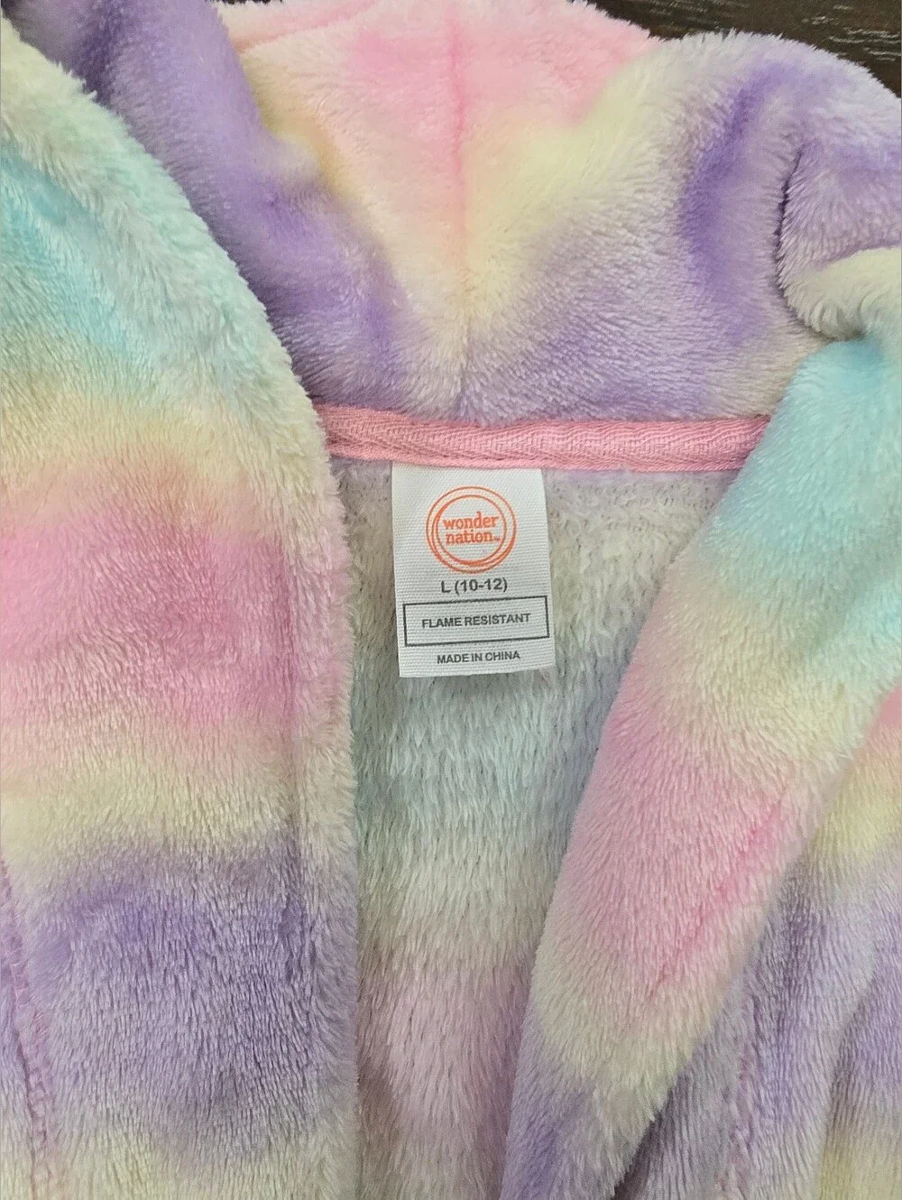 Wonder Nation Girls Striped Fleece Long Sleeve Robe Large